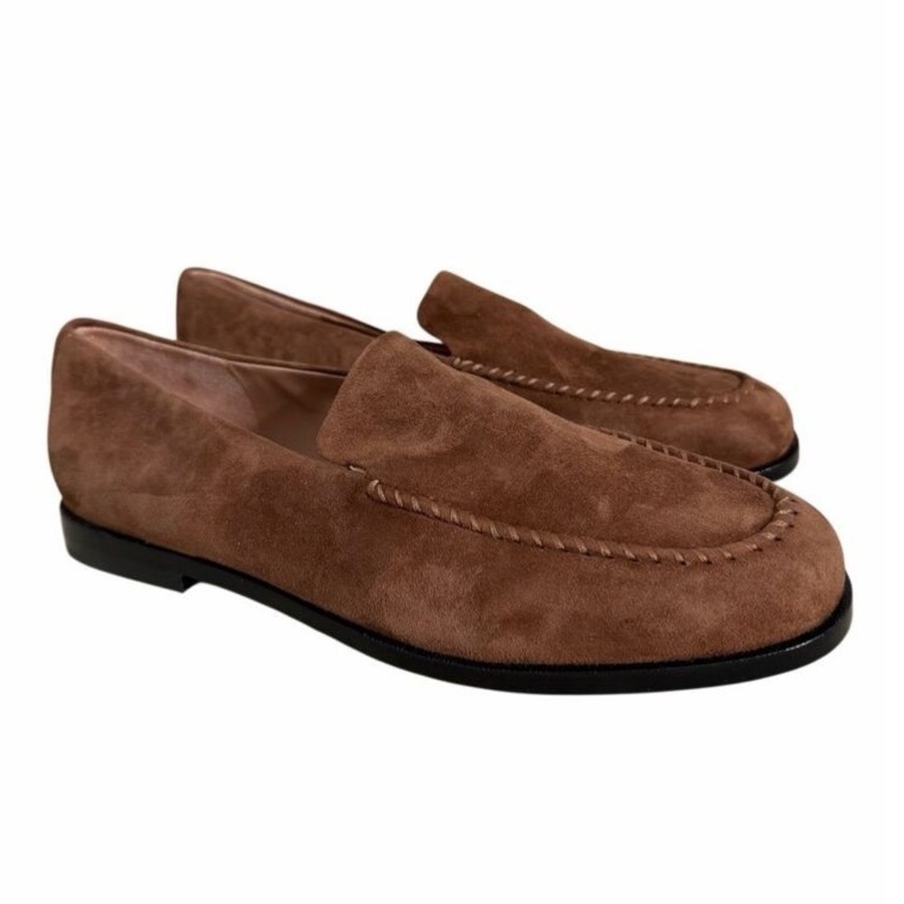Nordstrom Brown Suede Whipstitch Slip On Loafers Size 6M Cushioned NEW - Picture 4 of 7